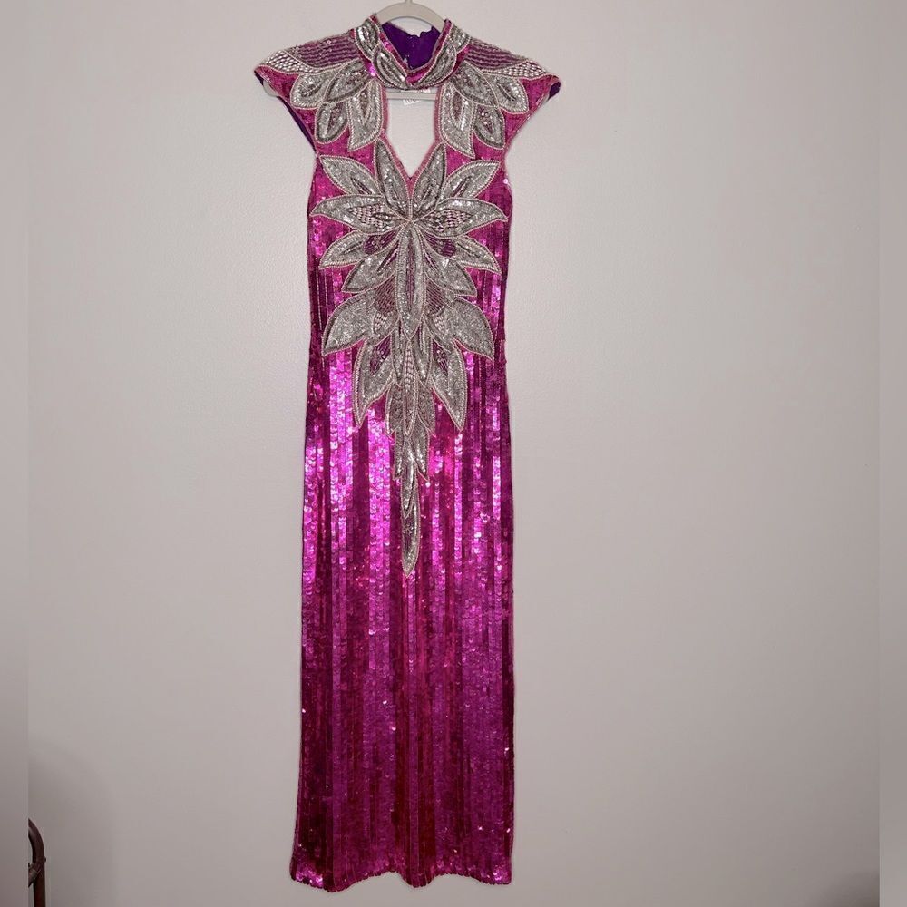Impressions by Monique Vintage silk Sequin Beaded Dress
